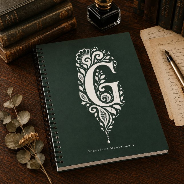 Cuaderno de monograma botánico de linóleo con la l (Subido por el creador)