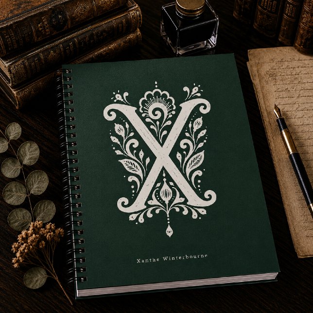 Cuaderno de monograma botánico de linóleo con la l (Subido por el creador)