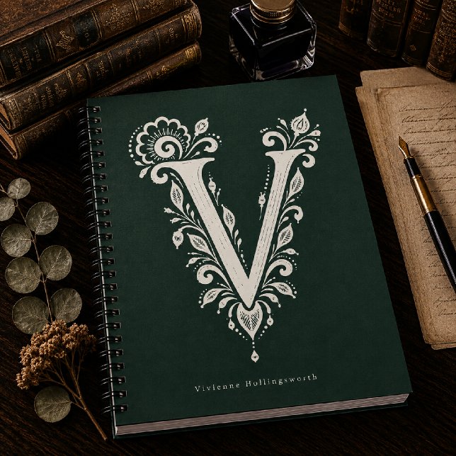 Cuaderno de monograma botánico de linóleo con la l (Subido por el creador)