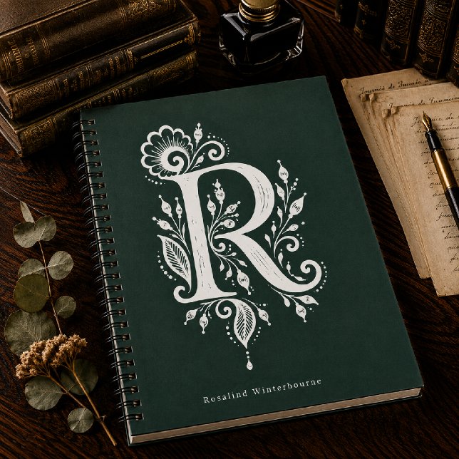 Cuaderno de monograma botánico de linóleo con la l (Subido por el creador)