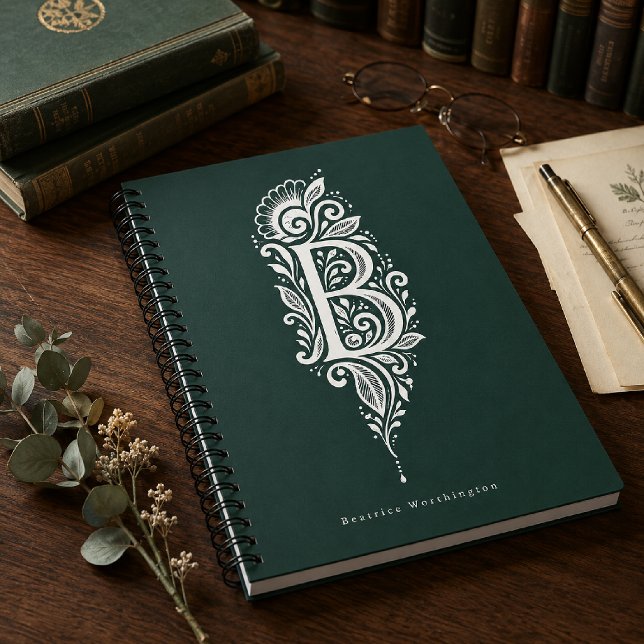 Cuaderno de monograma botánico de linóleo con letr (Subido por el creador)