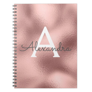 Cuaderno de Monograma con Brillo de Pan de Oro Ros