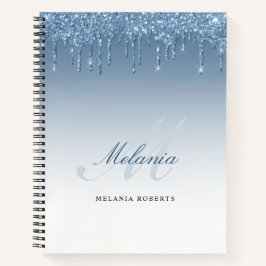 cuaderno de monograma con caligrafía y gotas de pu