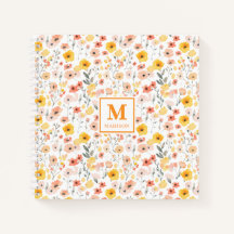 Cuaderno de Monograma de Acuarela de Flor Silvestr