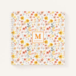 Cuaderno de Monograma de Acuarela de Flor Silvestr