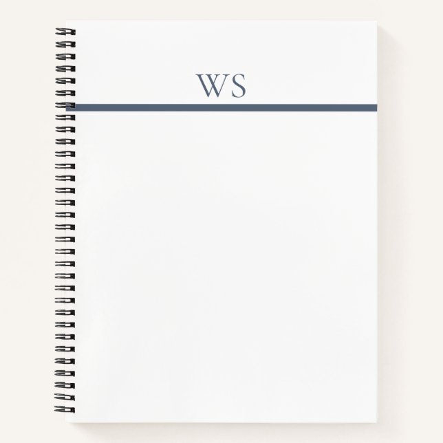 Cuaderno de monograma de barra azul marino (Anverso)