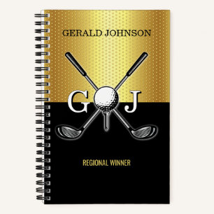 Cuaderno de monograma de golf elegante personaliza