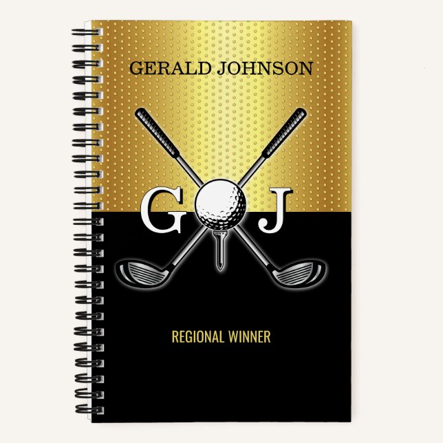 Cuaderno de monograma de golf elegante personaliza (Anverso)