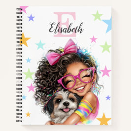 Cuaderno de monograma de niña con inicial y nombre
