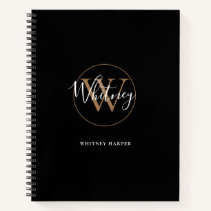Cuaderno De Monograma De Nombre De Letra Negra Ele