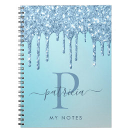 Cuaderno de monograma elegante con gotas de purpur