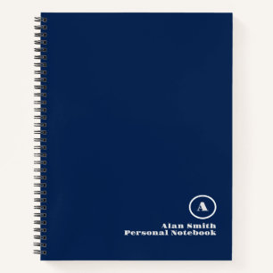 Cuaderno de monograma negro gris profesional