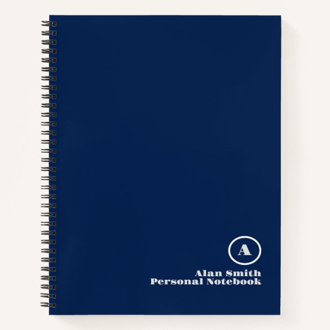 Cuaderno de monograma negro gris profesional (Anverso)