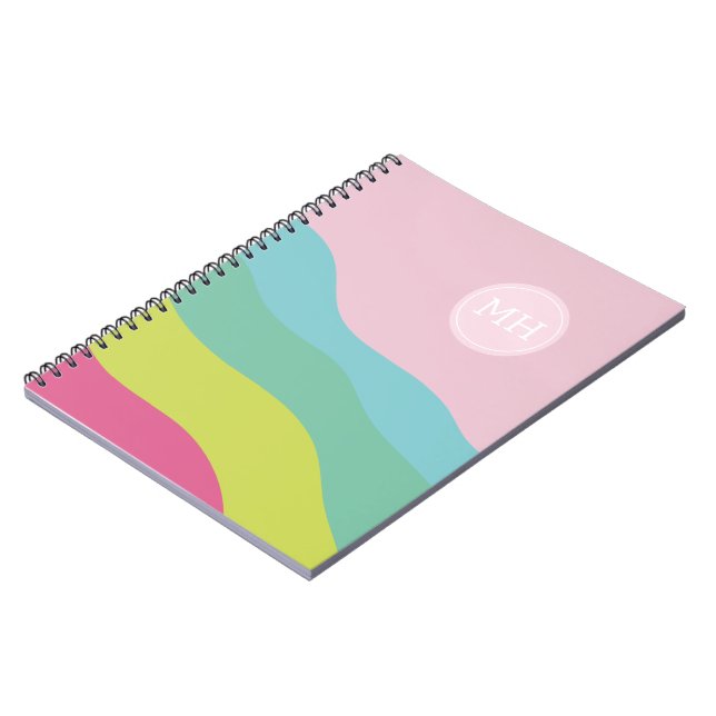 Cuaderno de monograma personalizado arcoíris color (Lado Izquierdo)