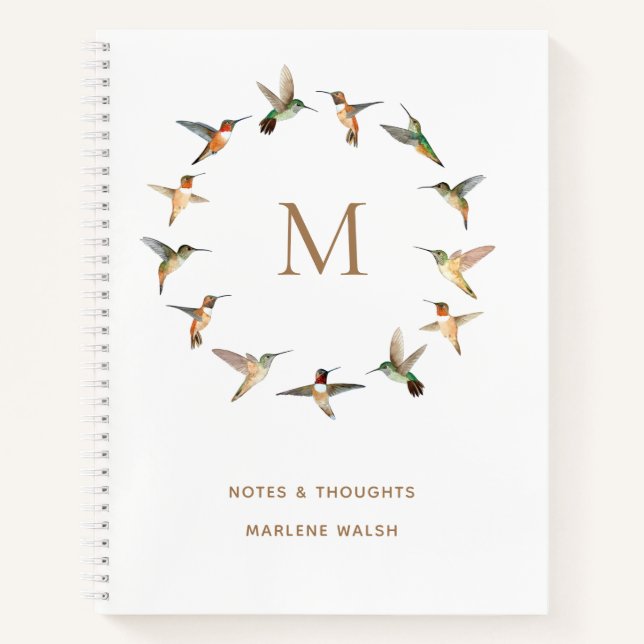 Cuaderno de Monograma Rufous y Allen para Hummingb (Anverso)