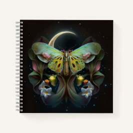 Cuaderno de Moon y Flores de Estilo Bohemio