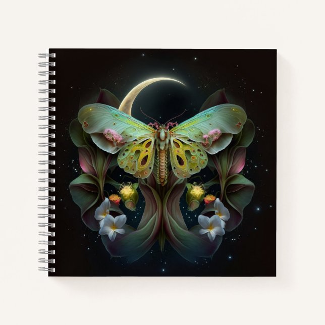 Cuaderno de Moon y Flores de Estilo Bohemio (Anverso)
