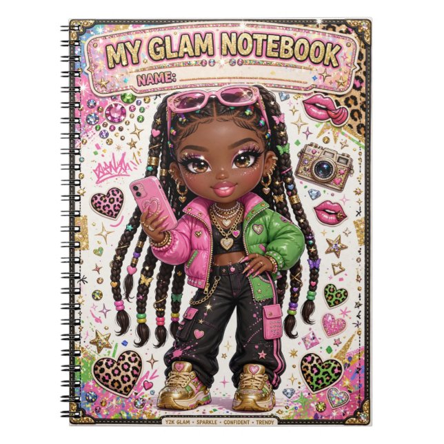 Cuaderno de muñeca glam Y2K para chicas adolescent (Frente)