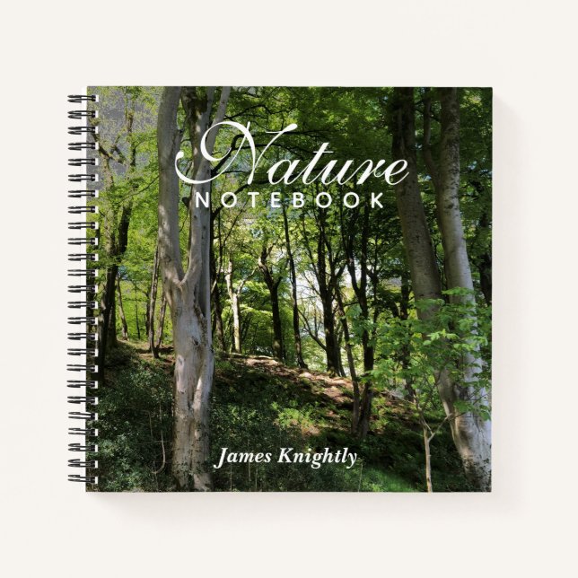 Cuaderno de naturaleza y bosque natural con nombre (Anverso)