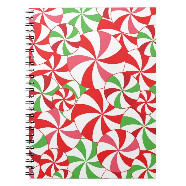 Cuaderno de Navidad de Caramelo Rojo y Verde (Frente)