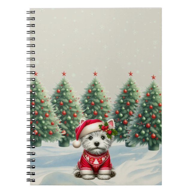 Cuaderno de Navidad de Westie de Invierno con Somb (Frente)
