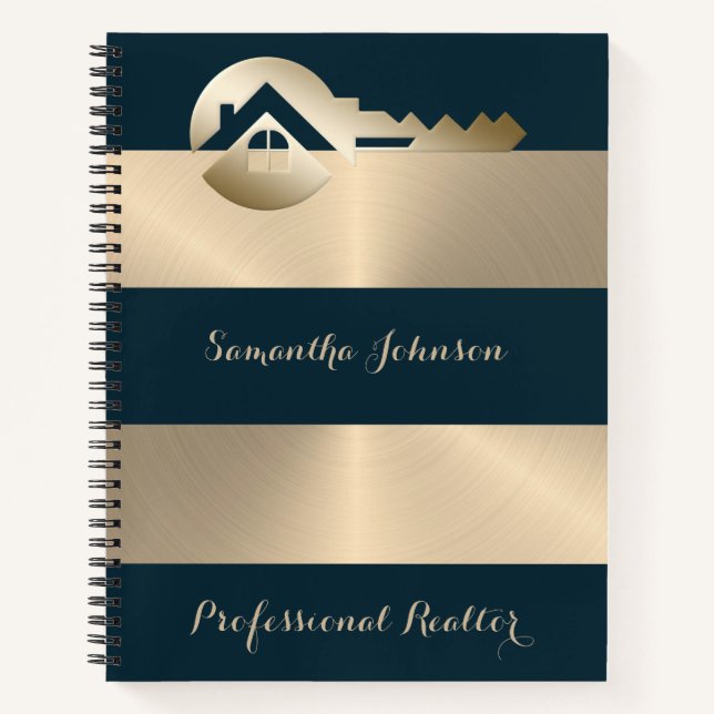 Cuaderno de negocios de agente inmobiliario Gold K (Anverso)