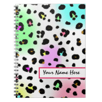 Cuaderno de neón del estampado leopardo del