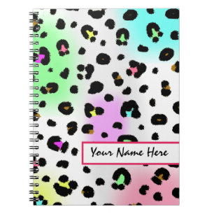 Cuaderno de neón del estampado leopardo del