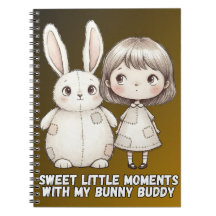 Cuaderno de niña caprichosa y conejo de patchwork
