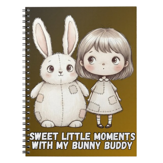 Cuaderno de niña caprichosa y conejo de patchwork (Frente)