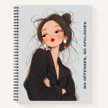 Cuaderno de niña con actitud audaz e impenitente