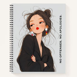 Cuaderno de niña con actitud audaz e impenitente