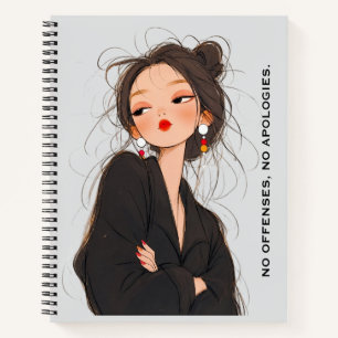 Cuaderno de niña con actitud audaz e impenitente