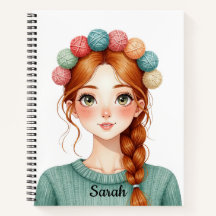 Cuaderno de niña de bola de hilo de punto