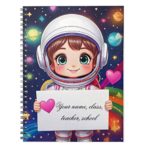 Cuaderno de niña - Viaje espacial - pon tu nombre