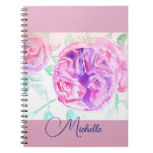 Cuaderno de niñas de color rosa lila acuarela rosa