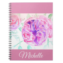 Cuaderno de niñas de rosa acuarela lila rosa