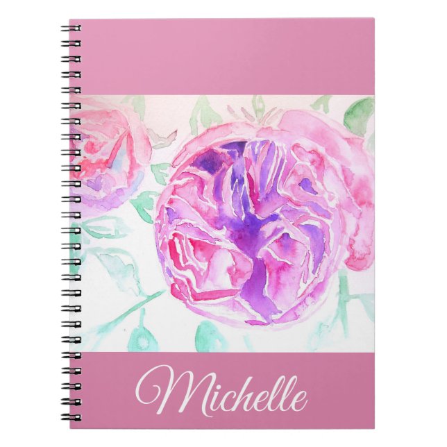 Cuaderno de niñas de rosa acuarela lila rosa (Frente)
