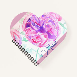 Cuaderno de niñas de rosa lila acuarela rosa