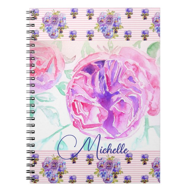Cuaderno de niñas lirio rosa acuarela rosa (Frente)