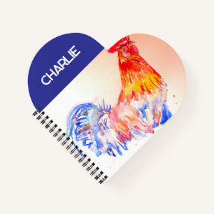 Cuaderno de niños y niños gallo acuarela gallina p