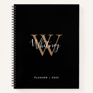 Cuaderno de nombre con monograma de letra script n