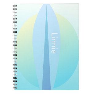 Cuaderno de Nombre de Sol Ombre de Surf Azul