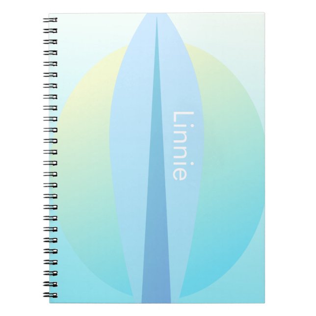 Cuaderno de Nombre de Sol Ombre de Surf Azul (Frente)