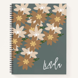 Cuaderno de nombre floral bohemio
