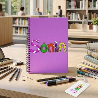 Cuaderno de nombres de dibujos animados de tipos d