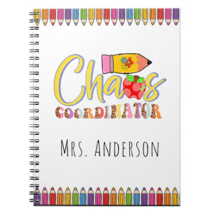 Cuaderno de nombres de profesores del coordinador