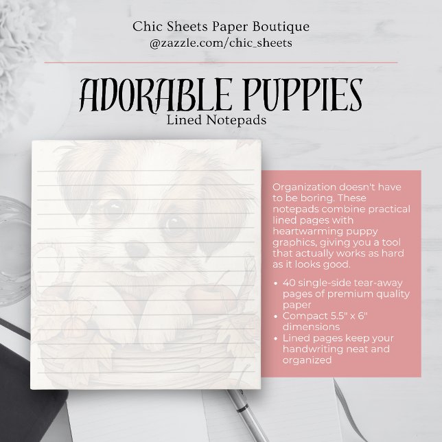 Cuaderno de notas adornado con cachorros adorables (Subido por el creador)
