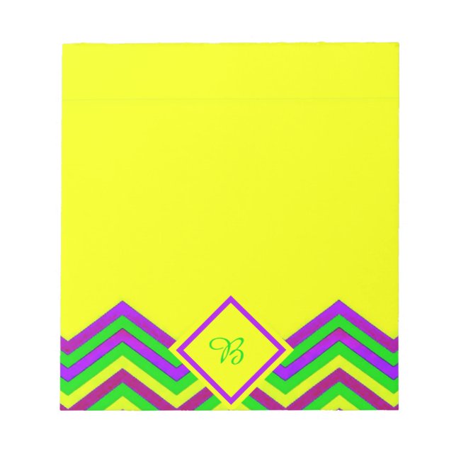 Cuaderno de notas amarillo y de chevron de color (Frente)