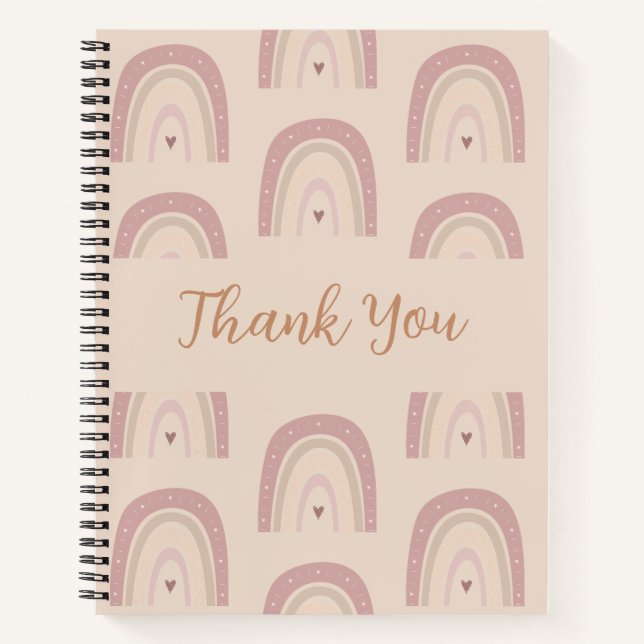 Cuaderno de notas audaz boho neutral | gracias (Anverso)